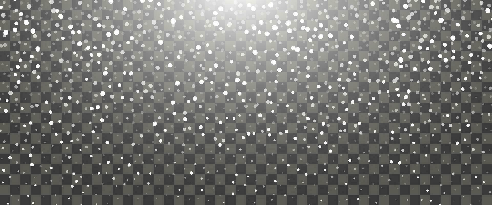 Snowfall and falling snowflakes on background. White snowflakes and Christmas snow. Vector illustration
