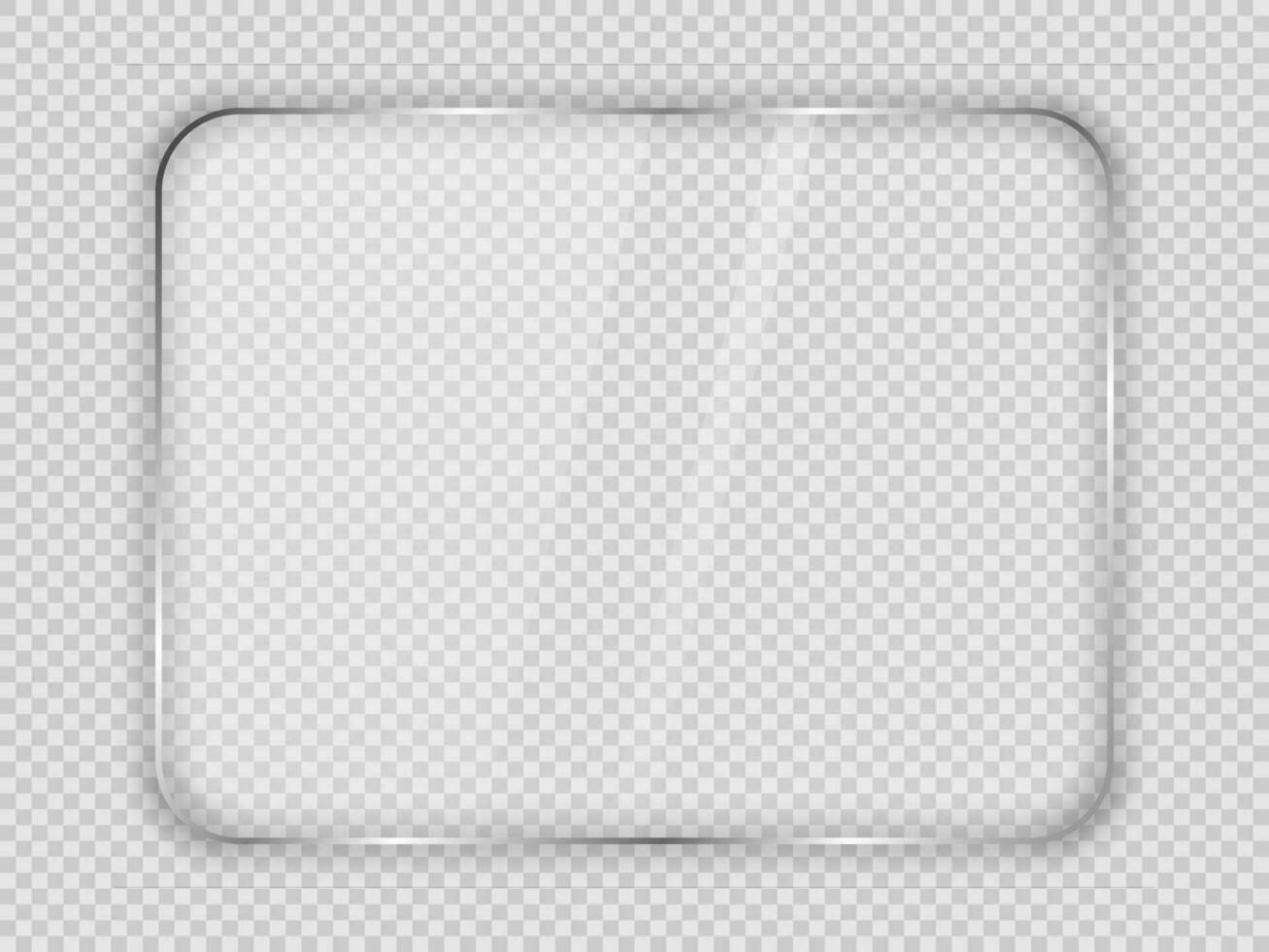 Glass plate in rounded rectangular frame isolated on background. Vector illustration.