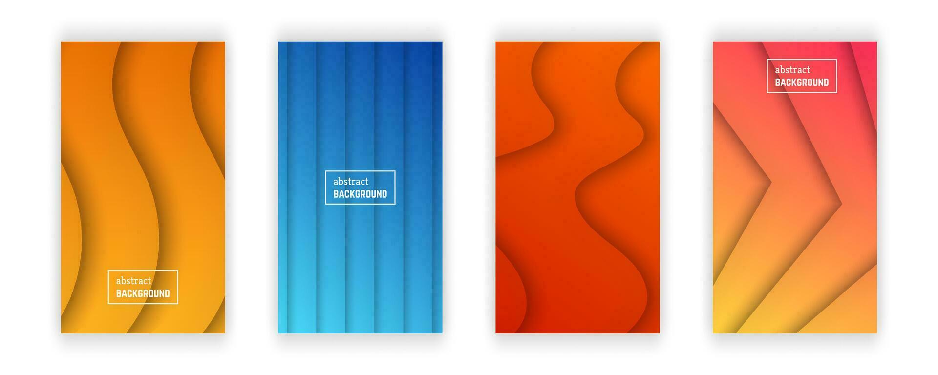 Abstract minimal gradient geometric background.  Set of four wave layer shape for banner, templates, cards. Vector illustration.