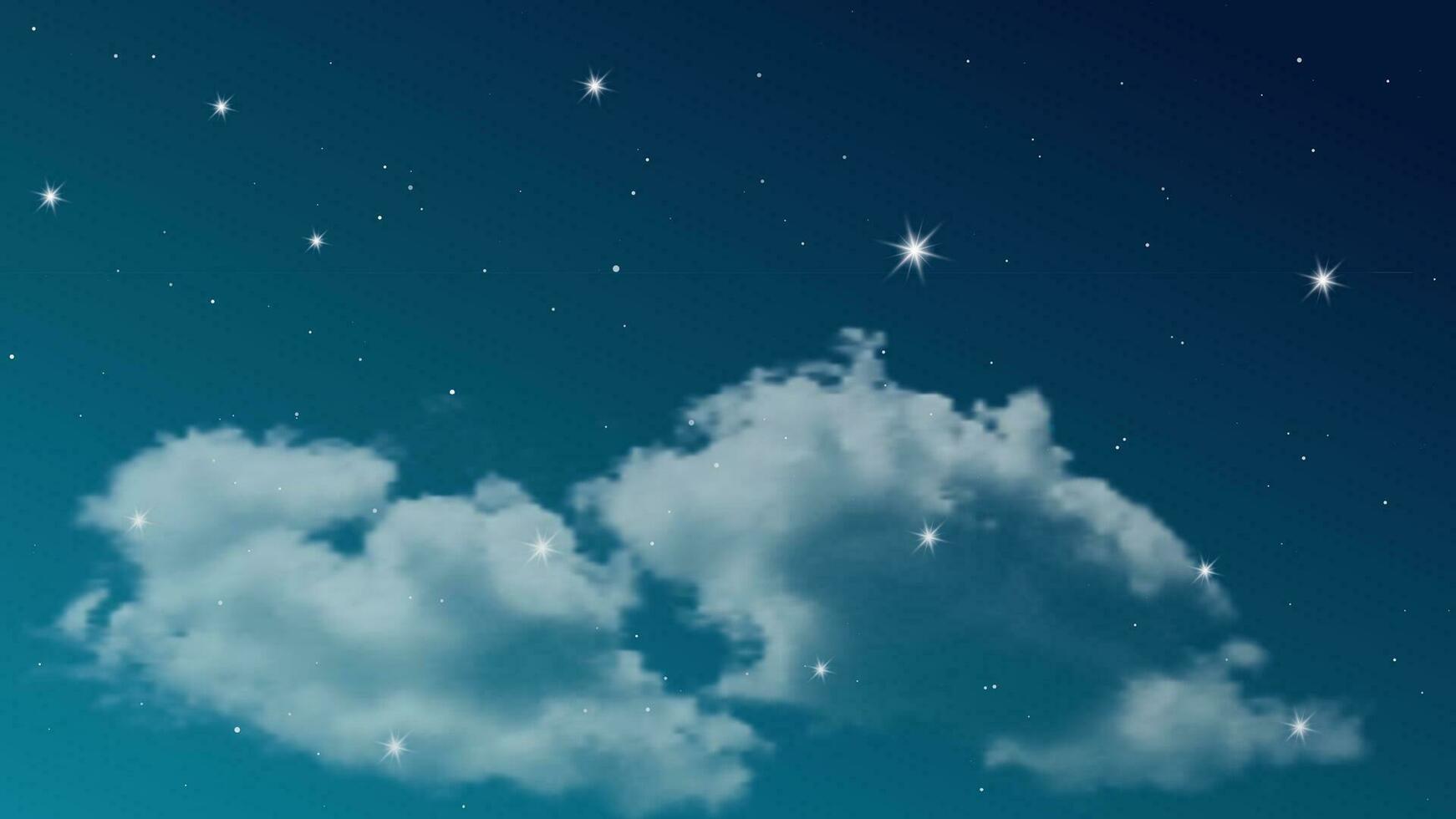 cielo nocturno con nubes y muchas estrellas. fondo de naturaleza abstracta con polvo de estrellas en el universo profundo. ilustración vectorial vector