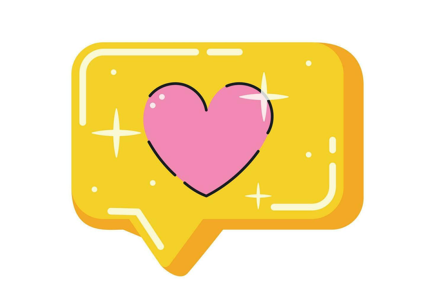 Cartoon funny retro bubble speech with a heart. Vector isolated cartoon illustration, 90s pop style.
