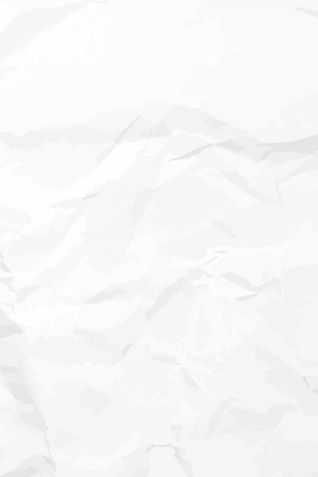 White clean crumpled paper background. Vertical crumpled empty paper template for posters and banners. Vector illustration