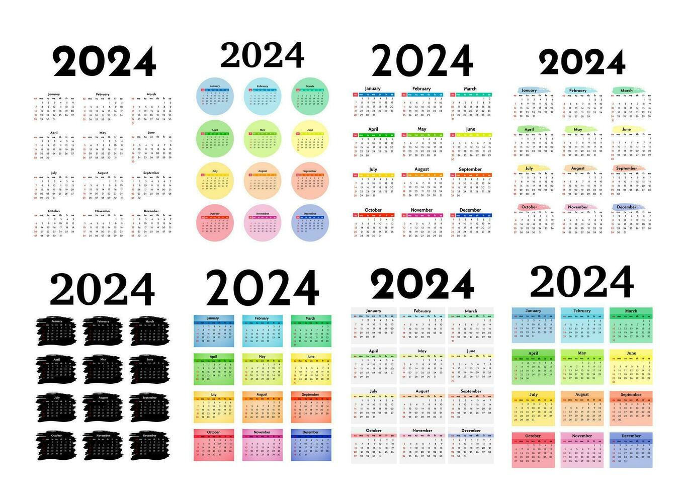 calendario para 2024 aislado en un blanco antecedentes vector