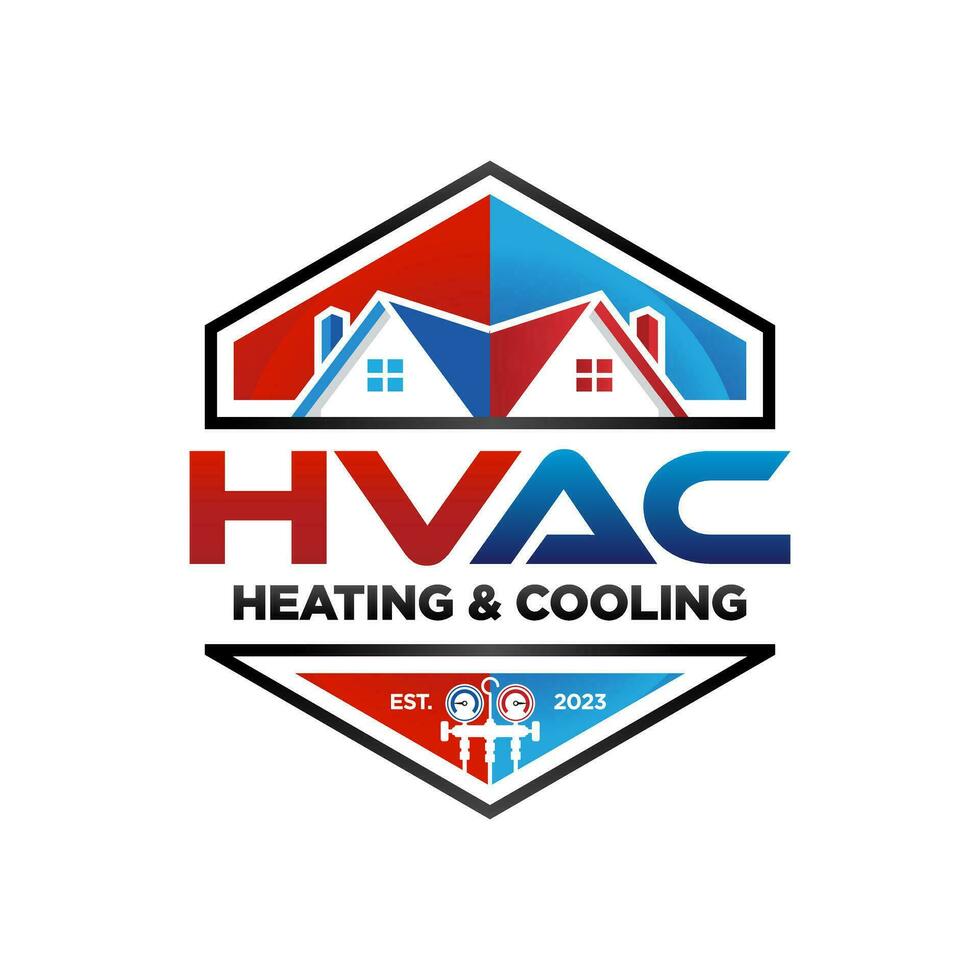 HVAC Heating Cooling Emblem Logo Vector