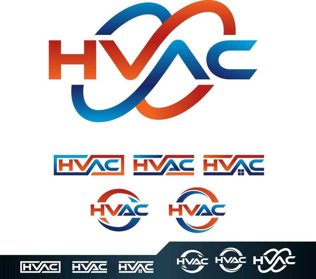 HVAC heating cooling logo icon for store equipment or repair service business company vector