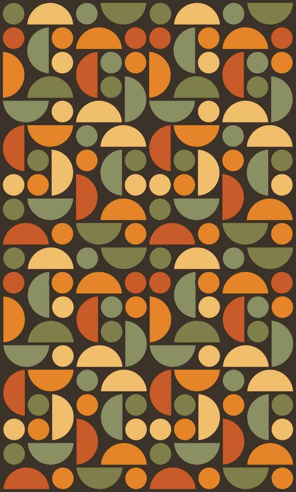 Bauhaus background pattern. Geometric abstract pattern in in green, orange and brown colors retro colors. vector