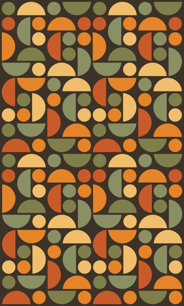 Bauhaus background pattern. Geometric abstract pattern in in green, orange and brown colors retro colors. vector