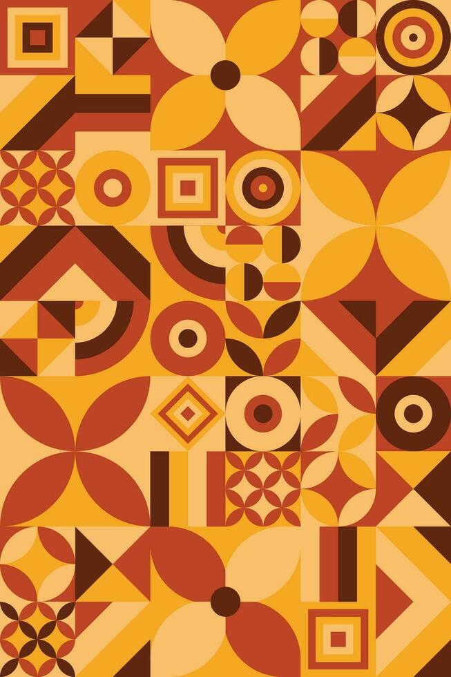 Seamless pattern with abstract geometric shapes. Bauhaus with retro color background. Modern style texture. vector