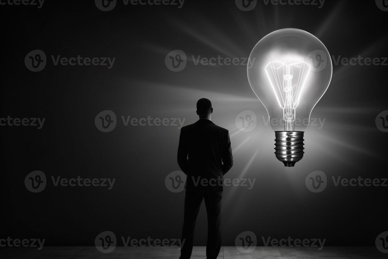 Hand-drawn light bulb on chalkboard symbolizing creativity photo