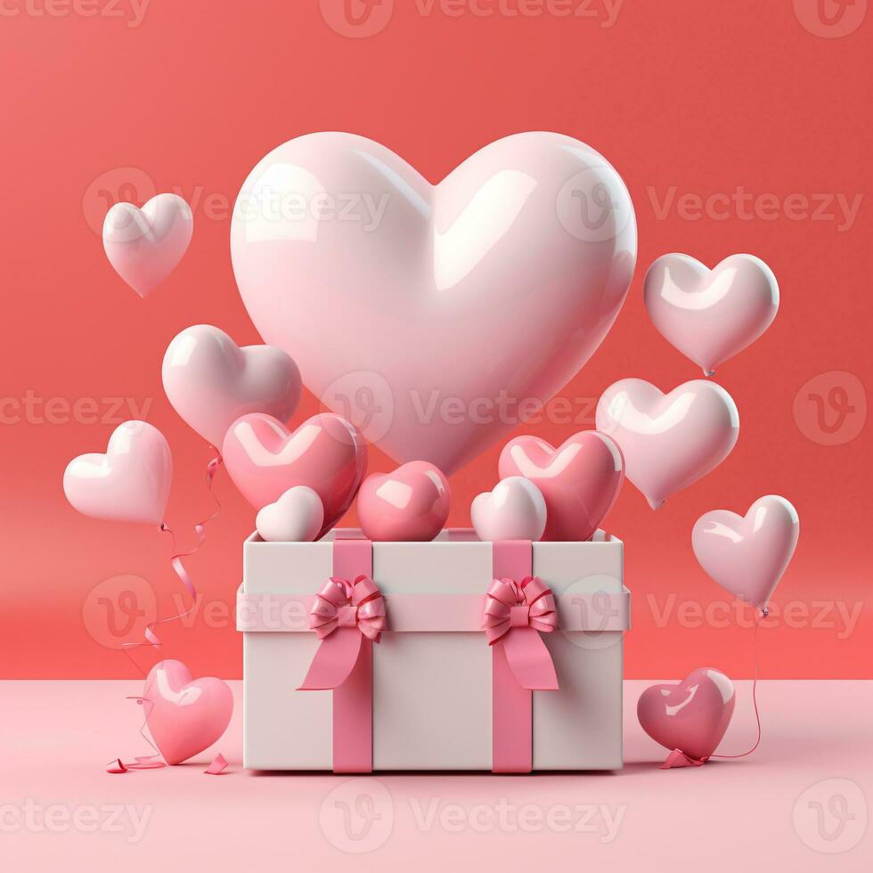 valentine pastel mini heart style 3d clay AI Generated photo