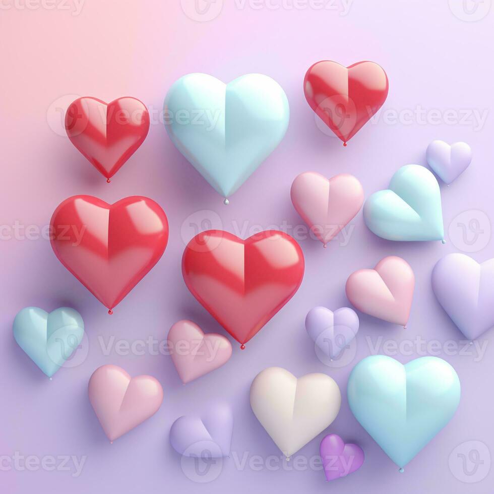 valentine pastel mini heart style 3d clay AI Generated photo