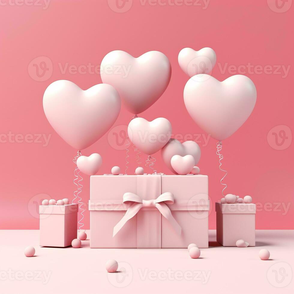 valentine pastel mini heart style 3d clay AI Generated photo