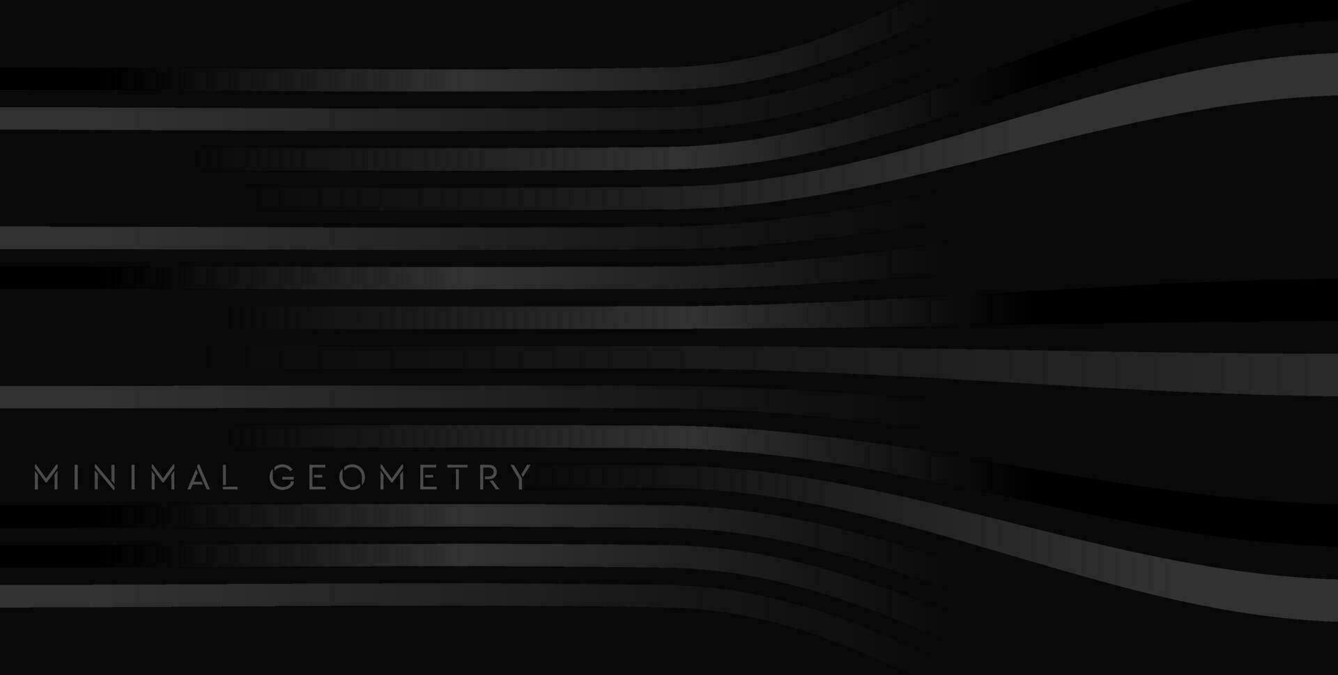 Black wavy stripes abstract technology geometric background vector