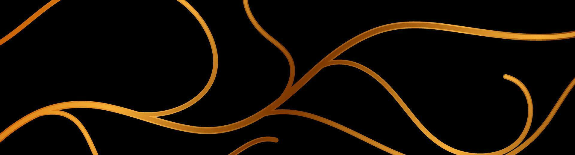 Black abstract background with golden wavy pattern vector