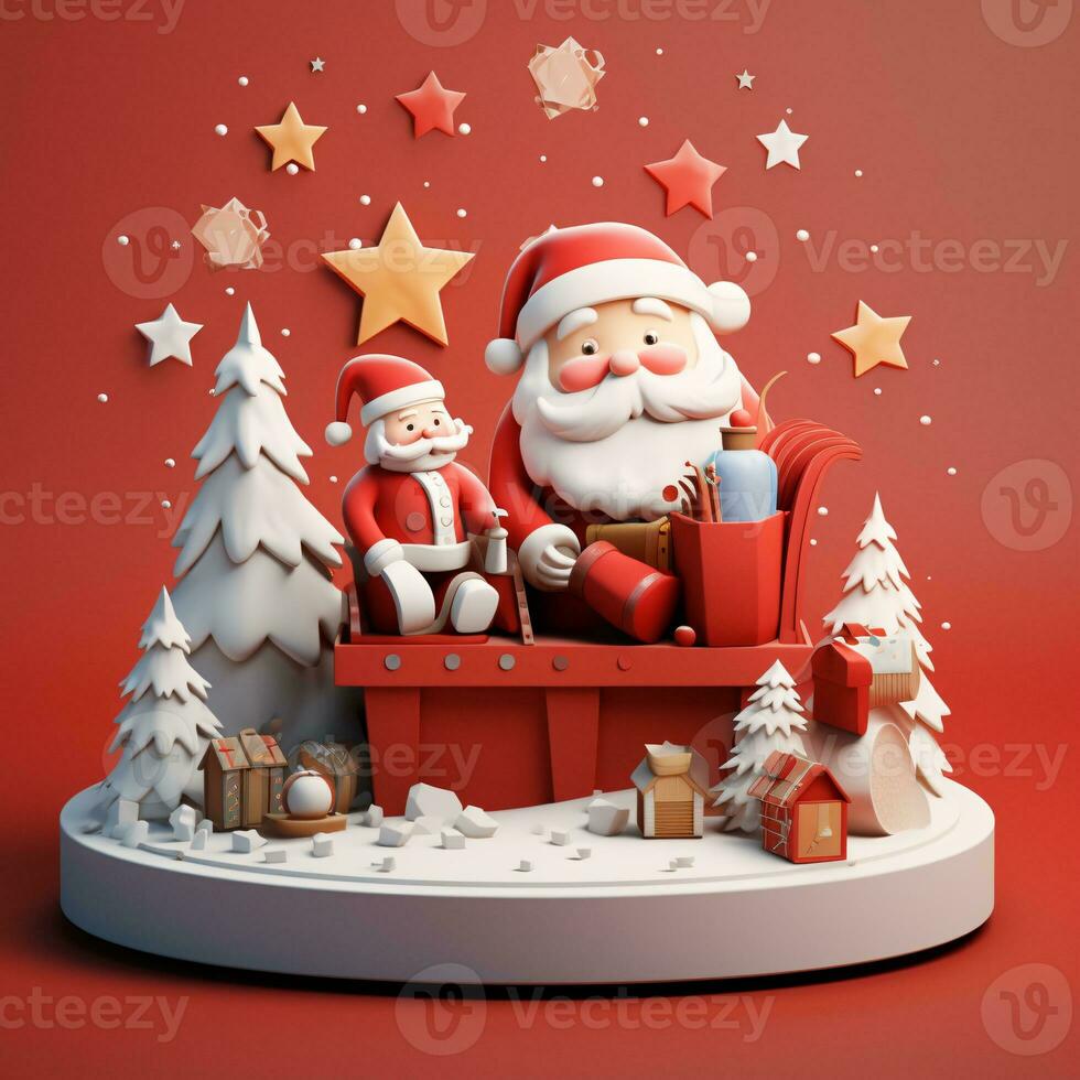 christmas holiday 3d clay illustration AI Generated photo