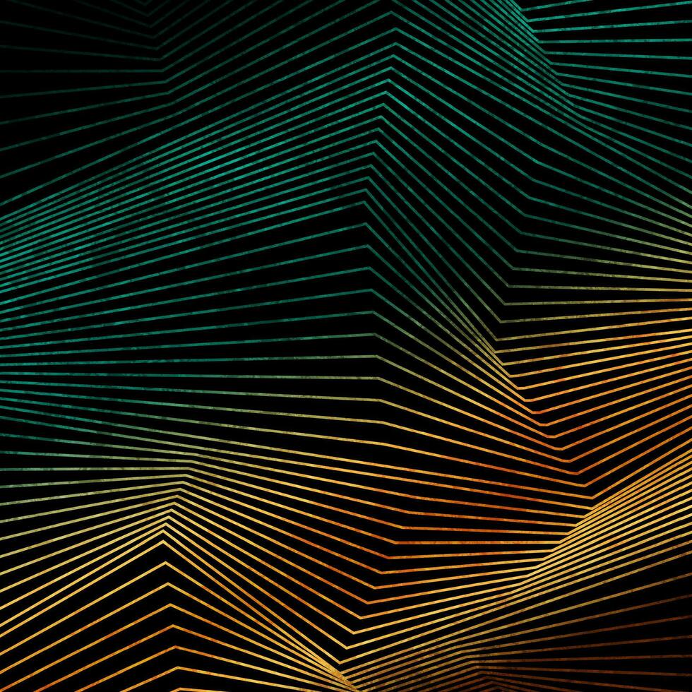 Golden and green curved lines abstract geometric luxury background vector