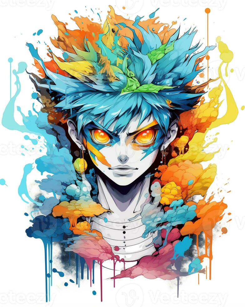 Watercolor Anime character high-quality illustration vector background photo