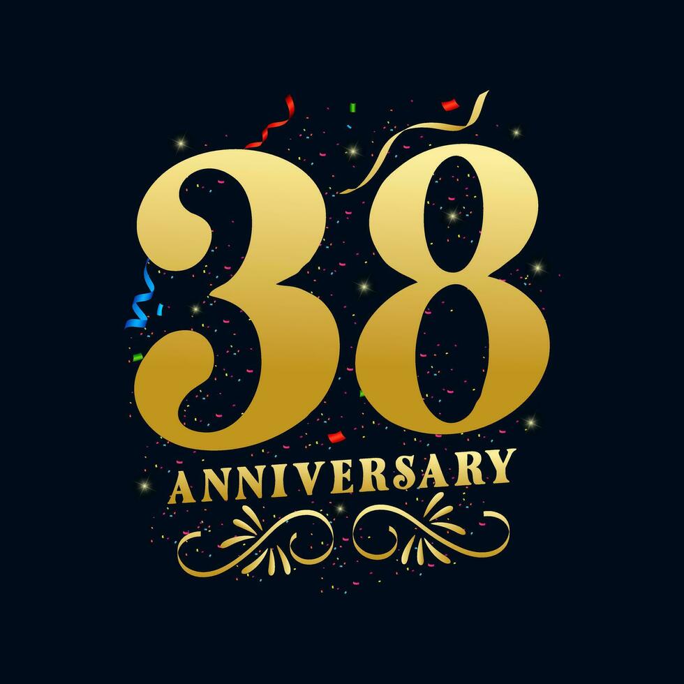 38 aniversario lujoso dorado color 38 años aniversario celebracion logo diseño modelo vector