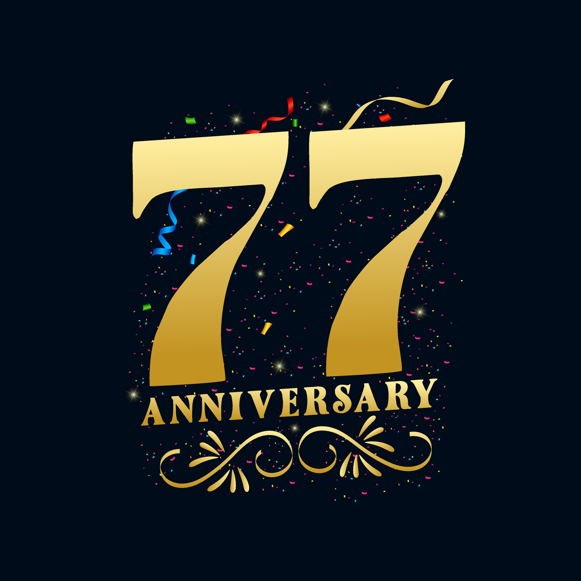 Luxury 77th birthday logo 77 years celebration Vector Image