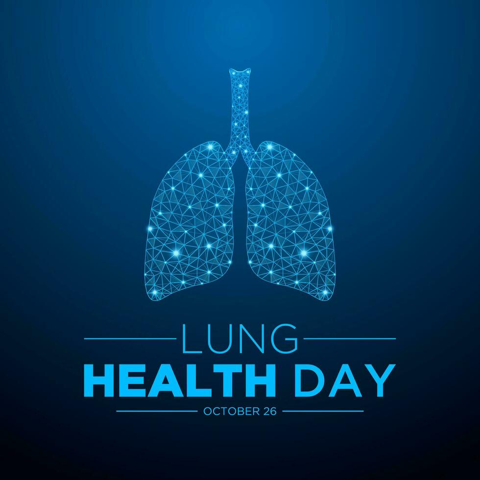 Lung health day. Vector illustration of world lung health day awareness poster with healthy lungs and inhaler.
