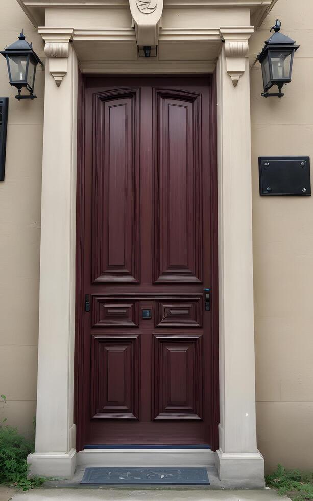 A stylish modern door display of the house. photo