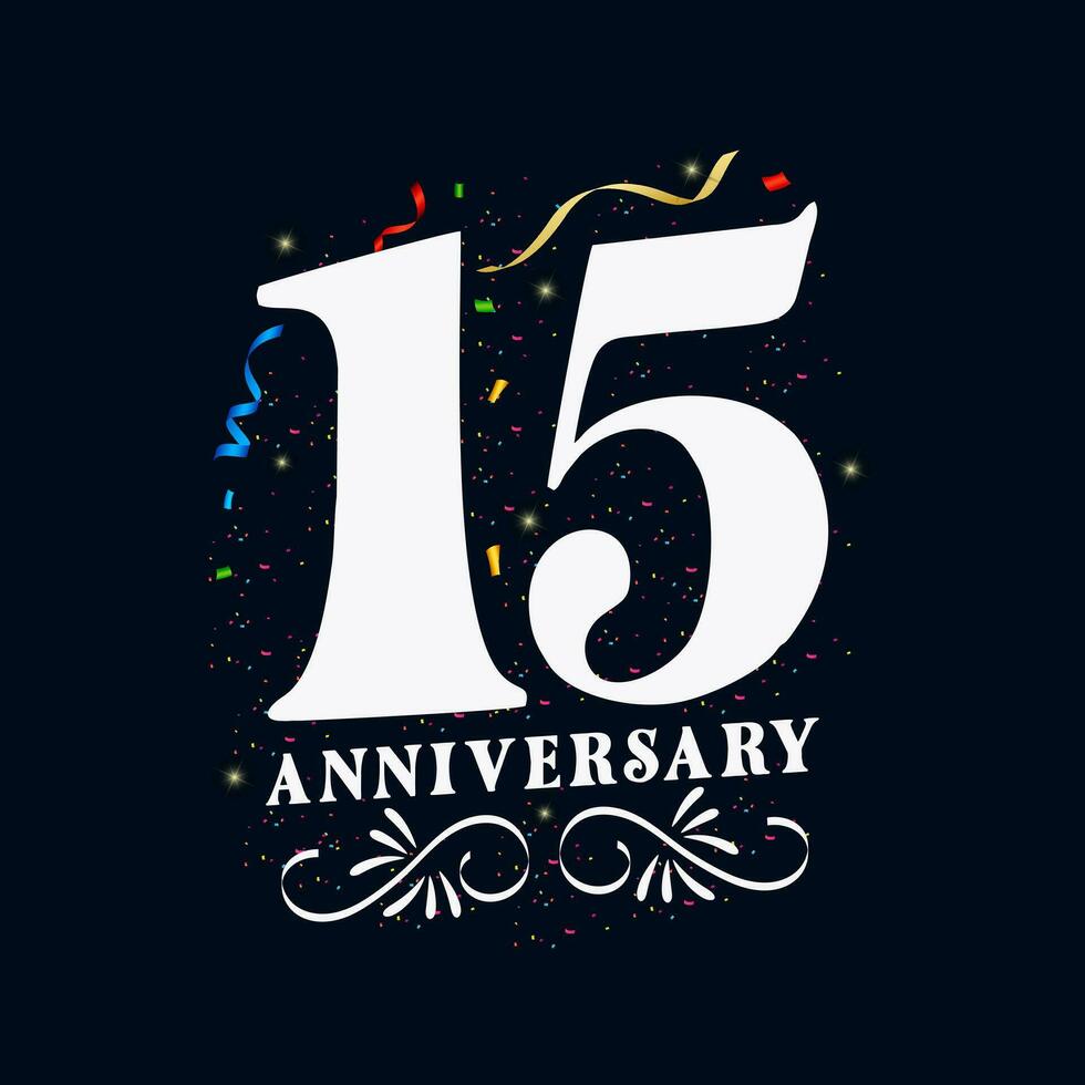 15 Anniversary luxurious Golden color 15 Years Anniversary Celebration Logo Design Template vector