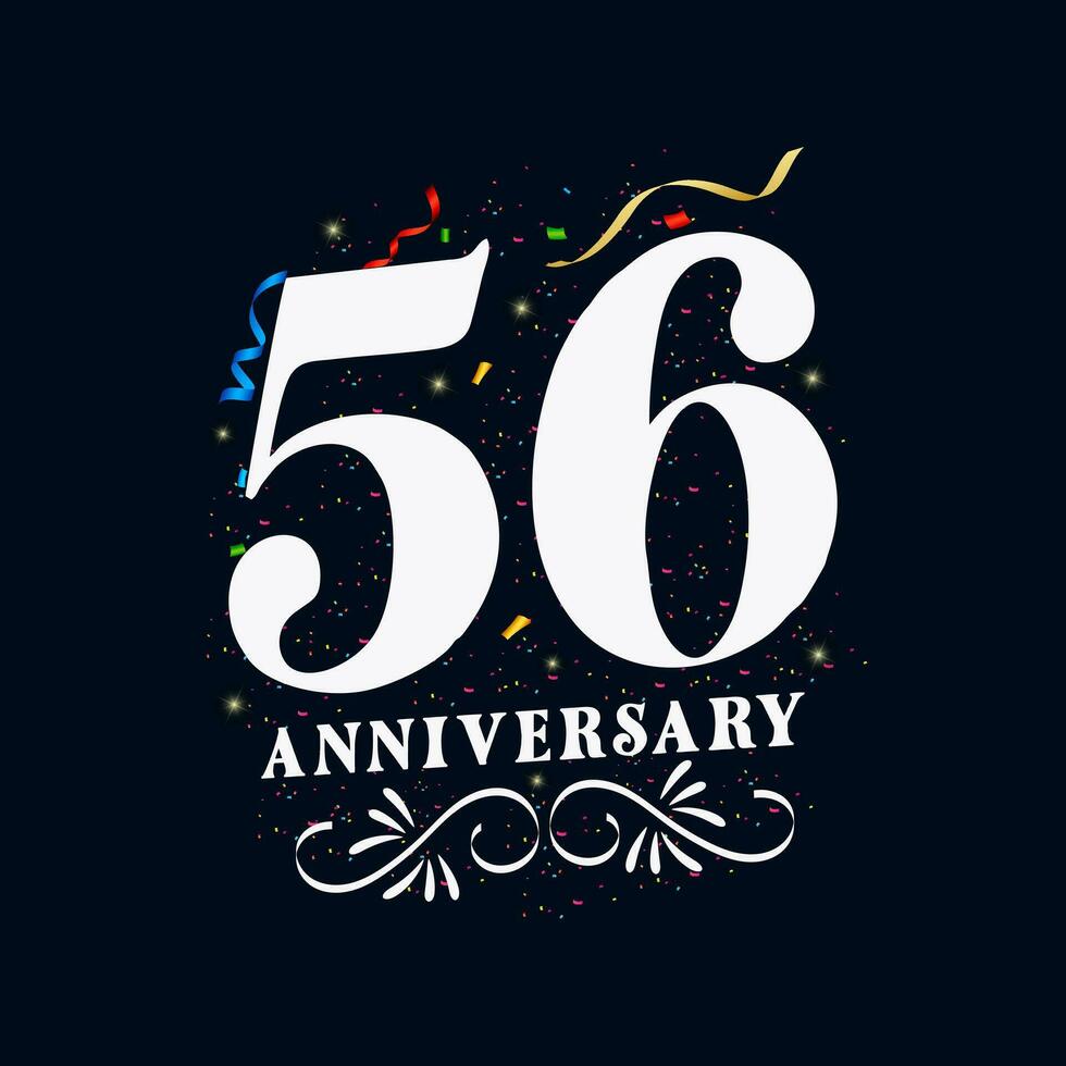 56 Anniversary luxurious Golden color 56 Years Anniversary Celebration Logo Design Template vector