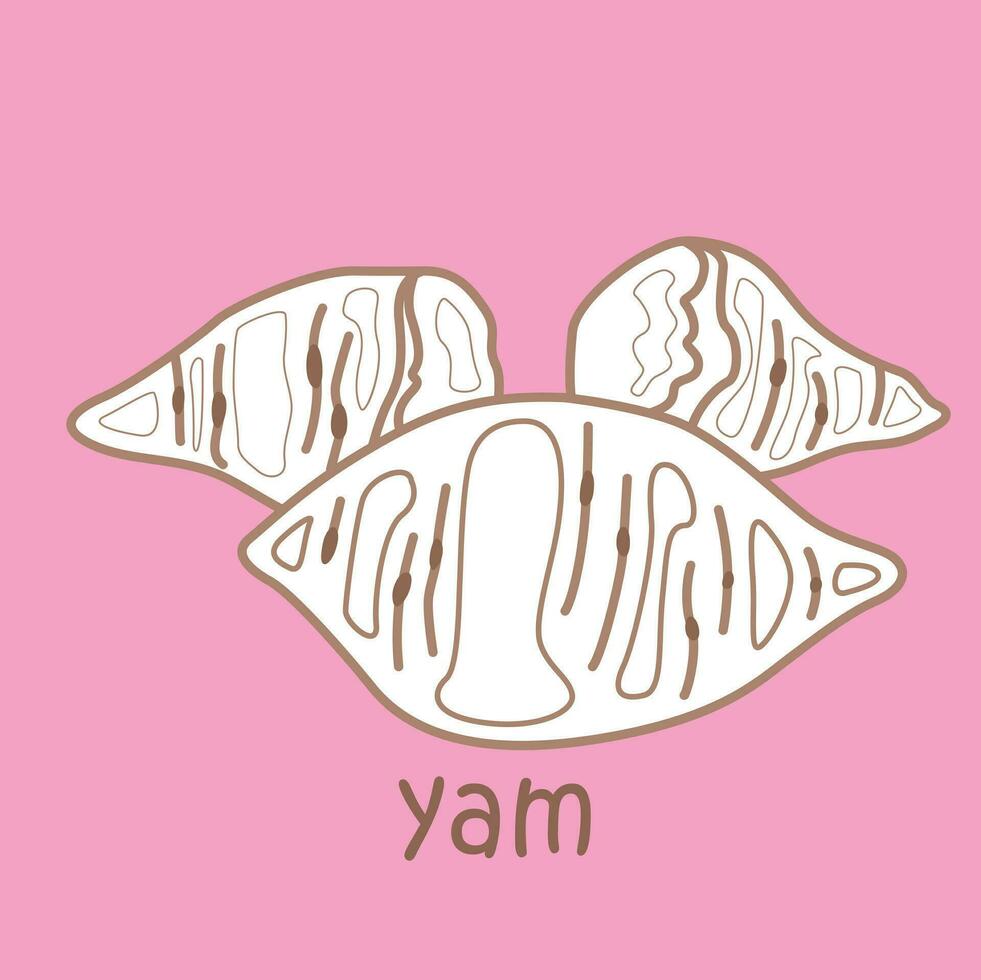 Alphabet Y For Yam Vocabulary School Lesson Cartoon Digital Stamp Outline vector
