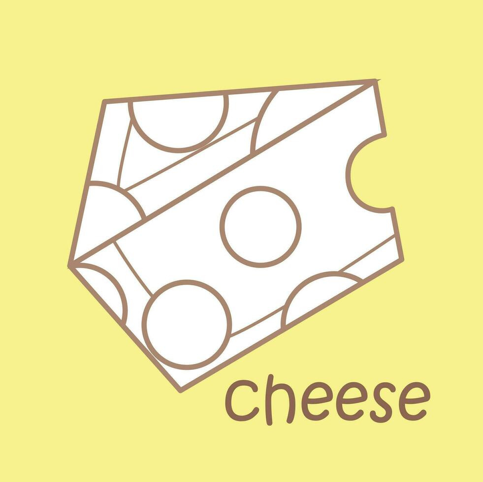 Alphabet C For Cheese Vocabulary School Lesson Cartoon Digital Stamp Outline vector