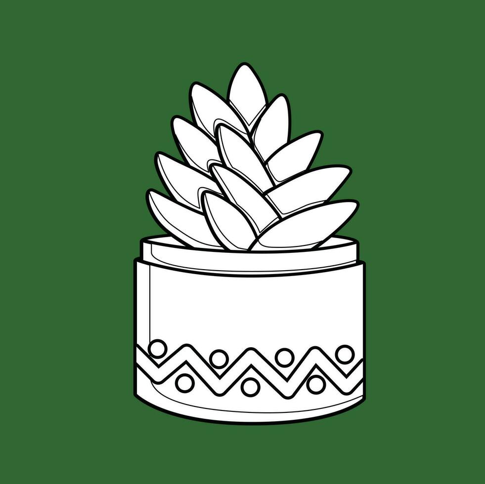 Cute Cactus Home Indoor Plant Cartoon Digital Stamp Outline vector