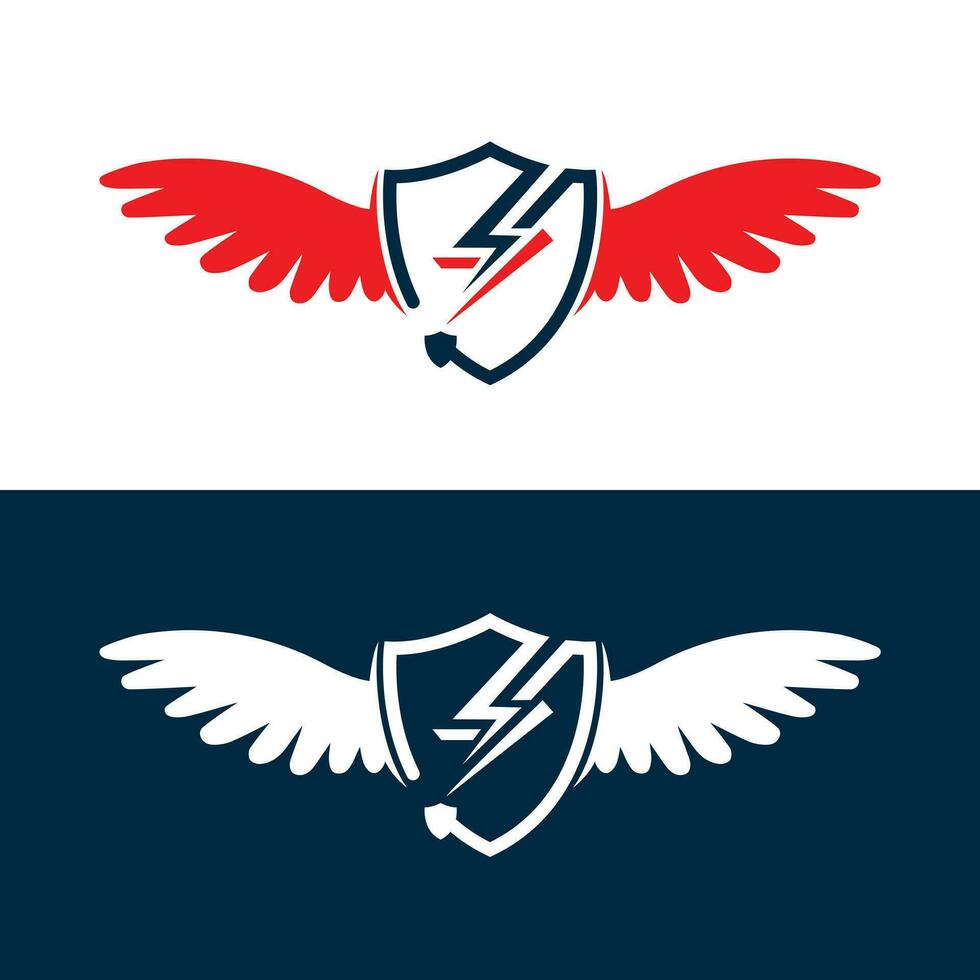 Lightning bolt with wings logo concept. vector