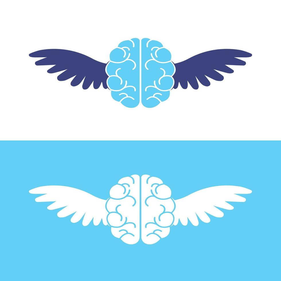 Brain with wings concept vector design.