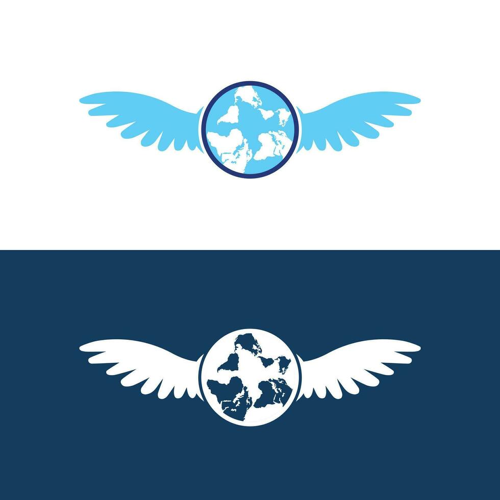 Flying wings and globe icon design. vector