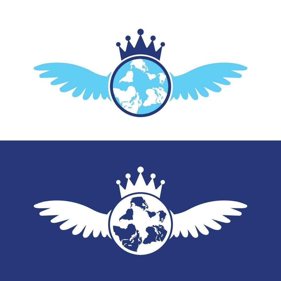 Flying wings and globe icon design. vector