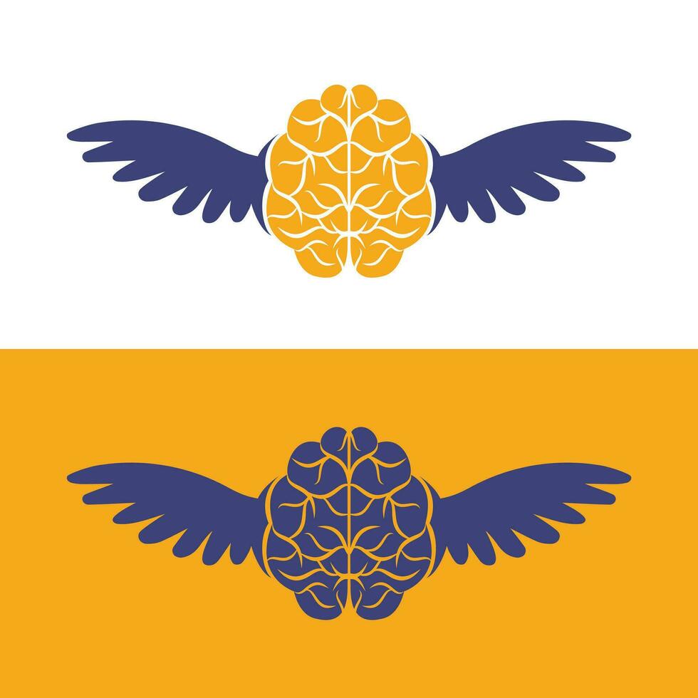 Brain with wings concept vector design.