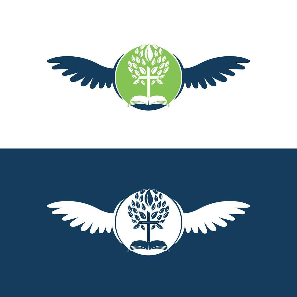 Christian Church Tree Cross  Vector Template Design.