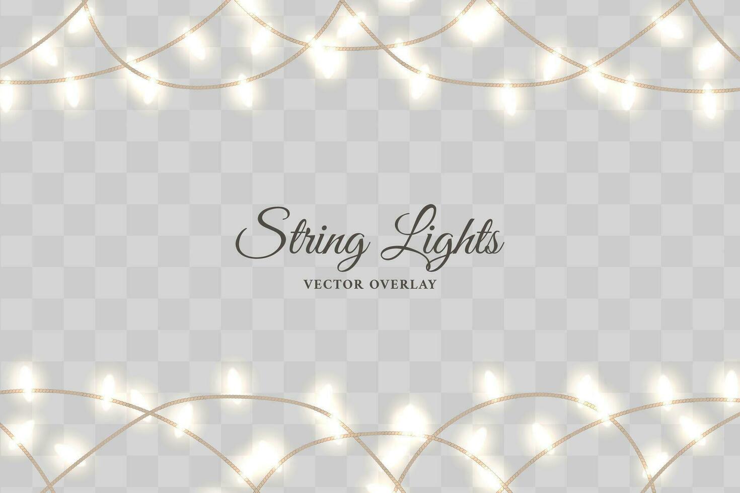 Twinkling fairy string lights overlay light background vector
