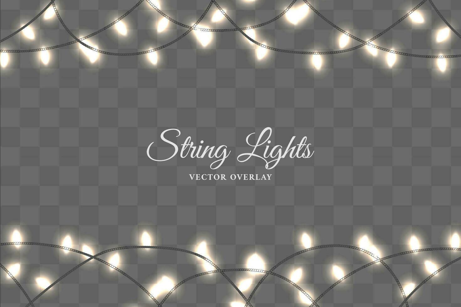 Twinkling fairy string lights overlay dark background vector