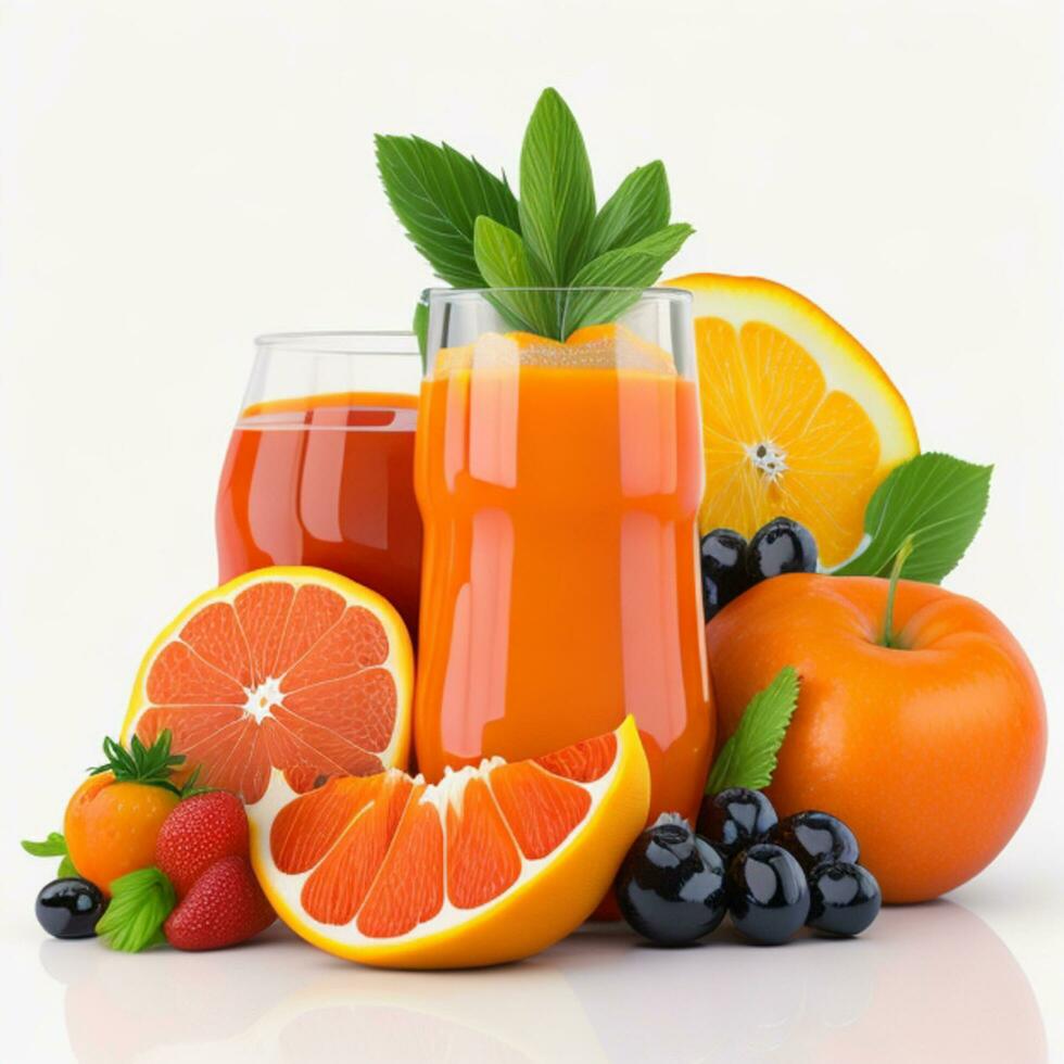 Fresh Fruits Full of Juice on White Background, AI Generated photo