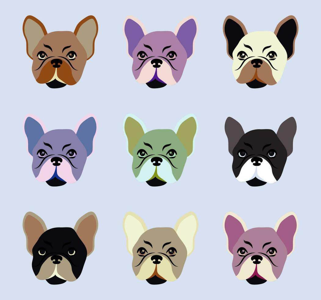 French Bulldog Face Vector Illustration