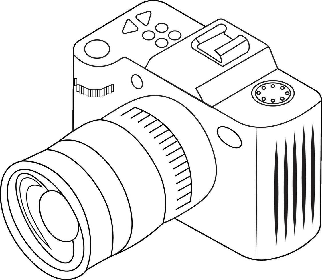 DSLR CAMERA coloring page vector