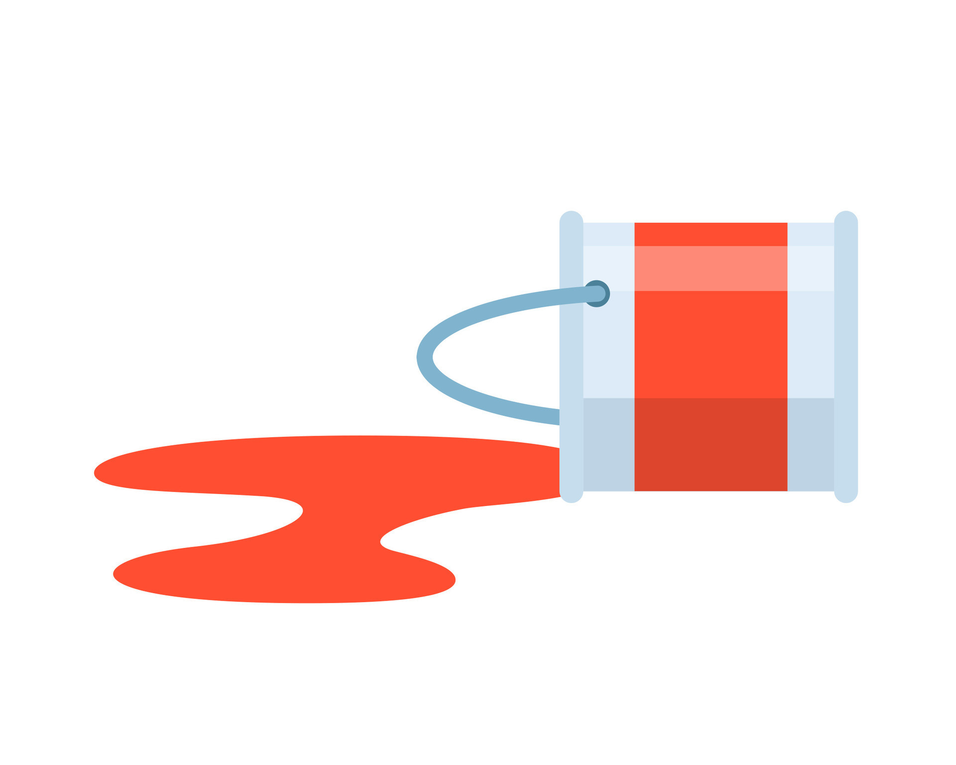 Red paint Dripping Down From Bucket Package. Paint Spilling From White