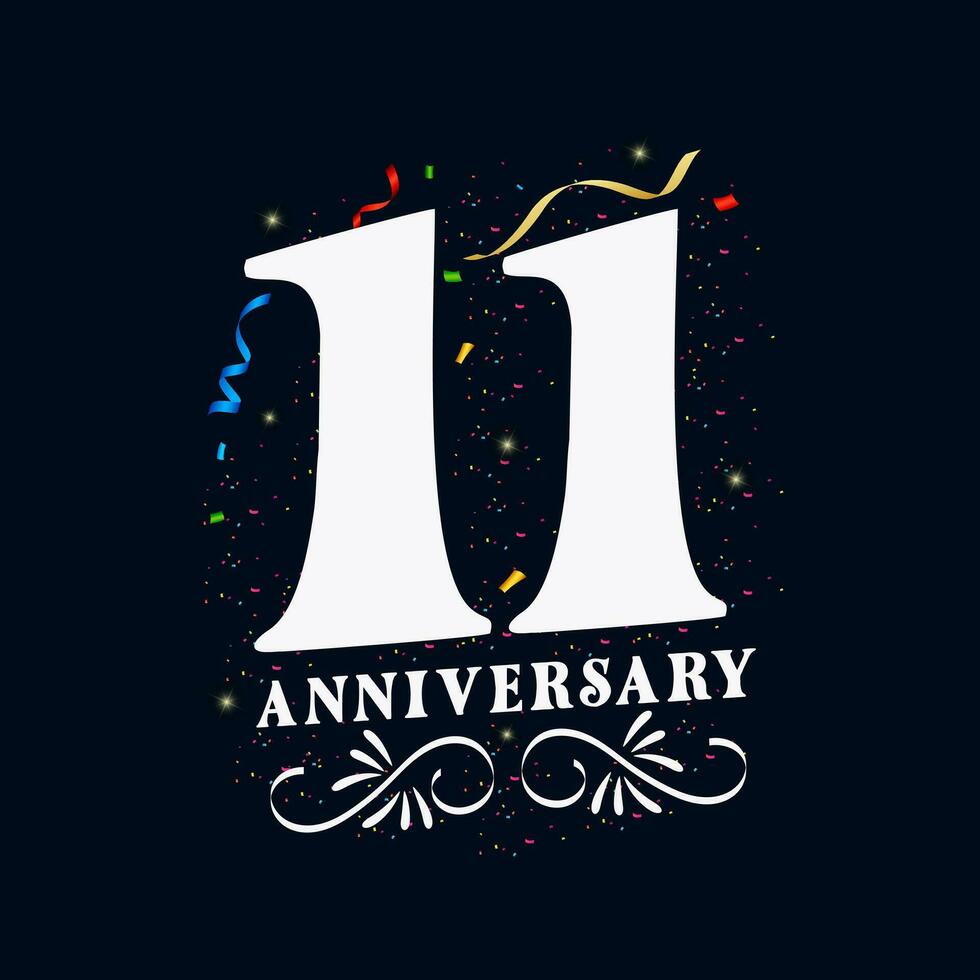 11 Anniversary luxurious Golden color 11 Years Anniversary Celebration Logo Design Template vector