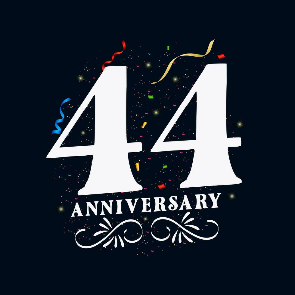 44 Anniversary luxurious Golden color 44 Years Anniversary Celebration Logo Design Template vector