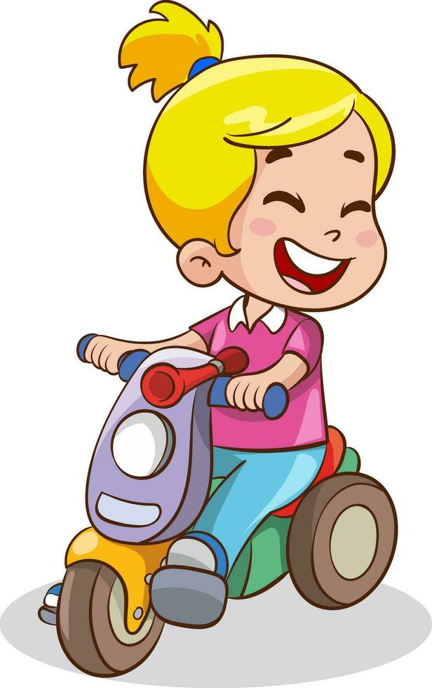 Vector Illustration Of Kid Cycling