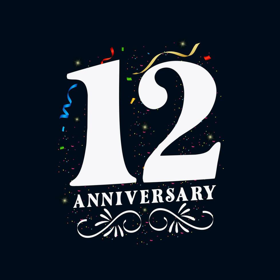 12 Anniversary luxurious Golden color 12 Years Anniversary Celebration Logo Design Template vector
