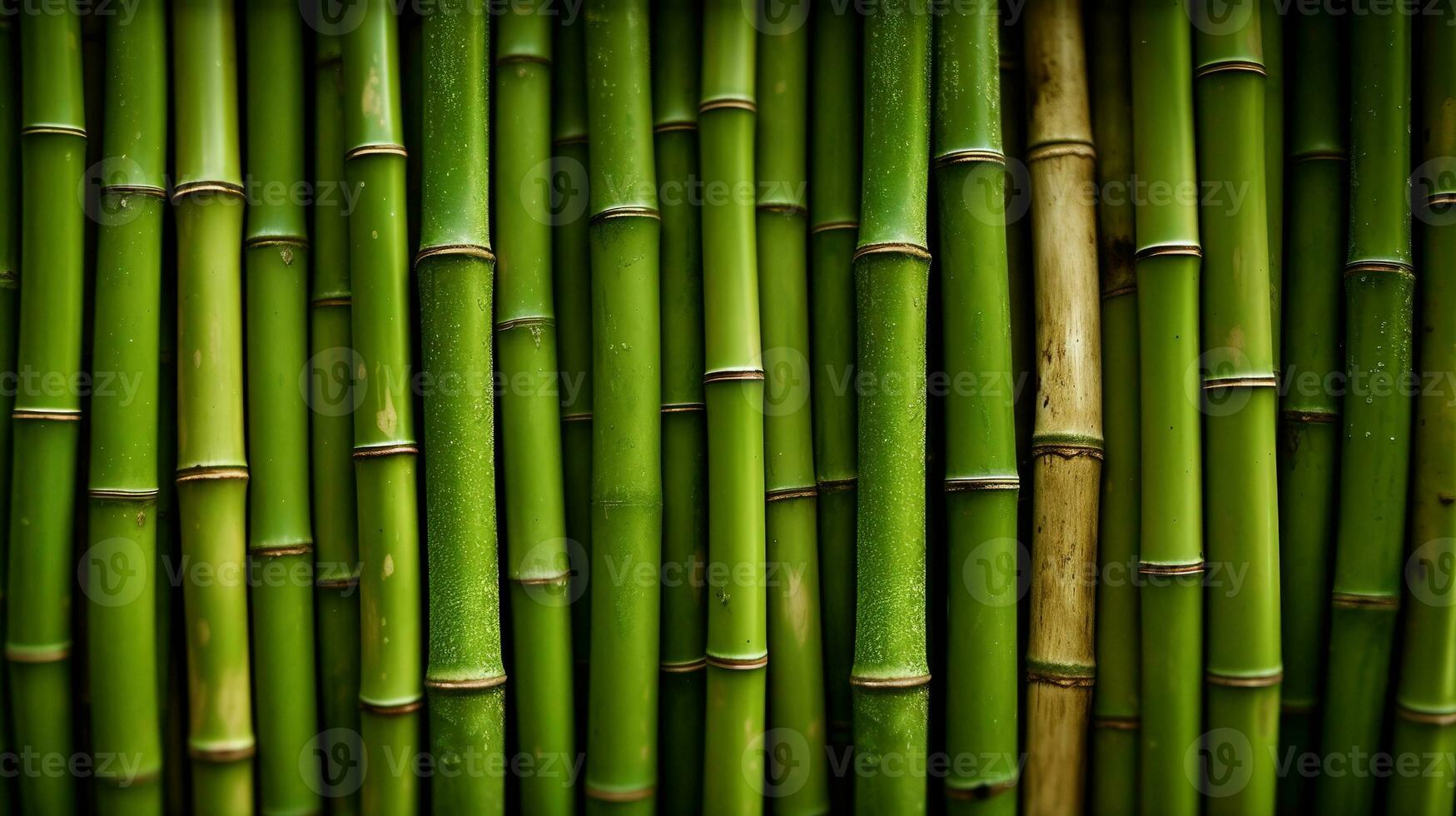 Green bamboo texture. Oriental grass fence. AI generated. photo