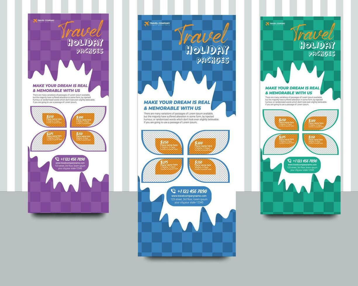 professional travel rollup banner design template vector