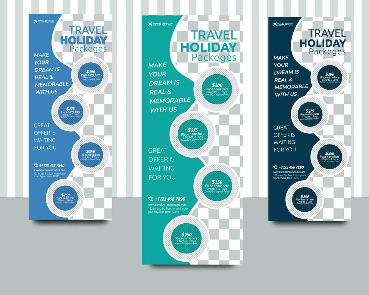 professional travel rollup banner design template vector