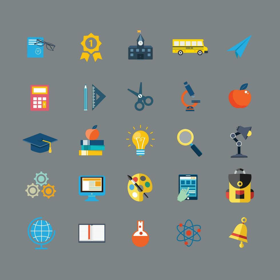 colorful tecnology icon set. vector